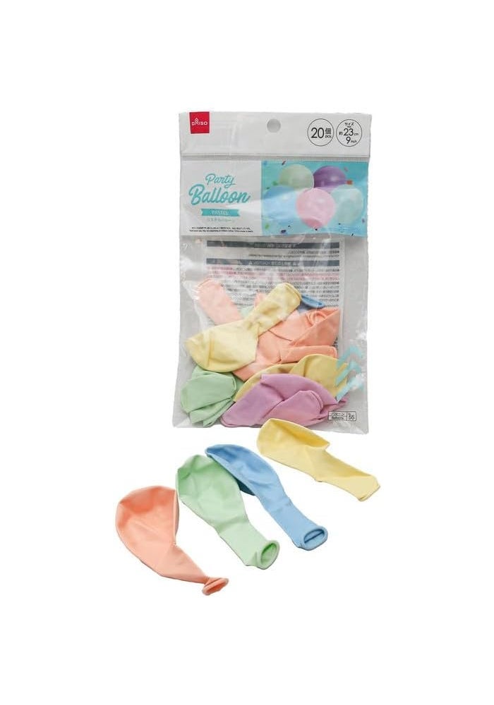 DAISO Pastel Balloons - 20 Pieces, Approx. 9 Inches, Soft Color Party Balloons for Events & Decorations - Image 1